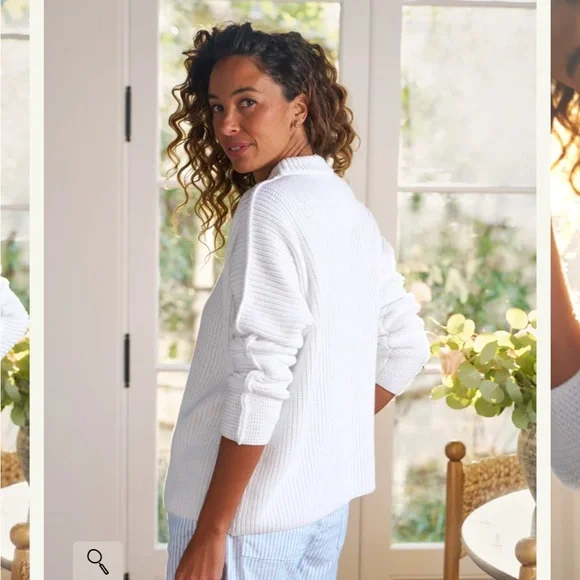 Frank & Eileen White Ribbed Crewneck Sweater - Picture 3 of 6